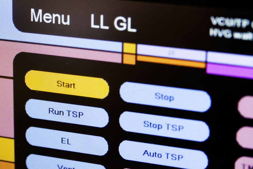 Vacuum control unit interface on a touchscreen